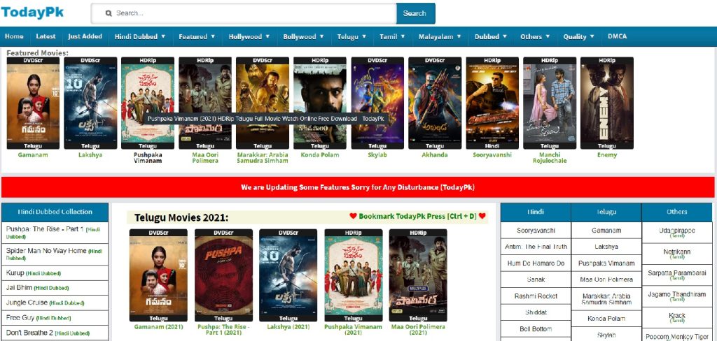 TodayPK Telugu Movies 2021